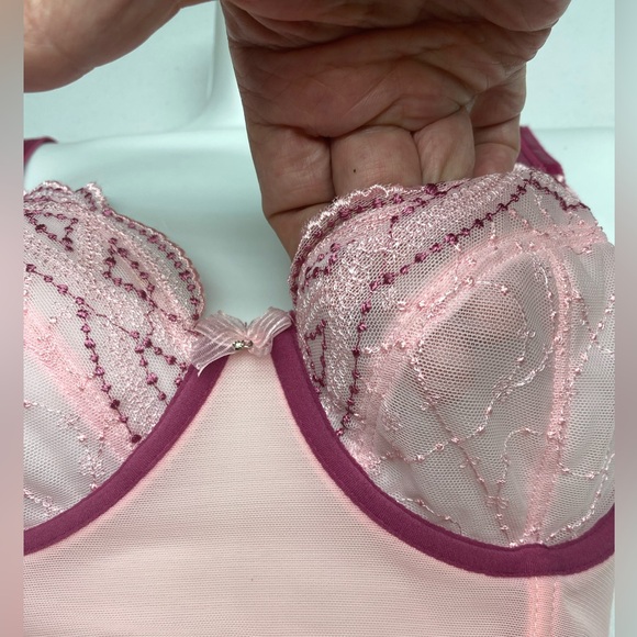 Parfait PNK/MAROON Unlined Long Bra, 32D *P1046 - Picture 2 of 8